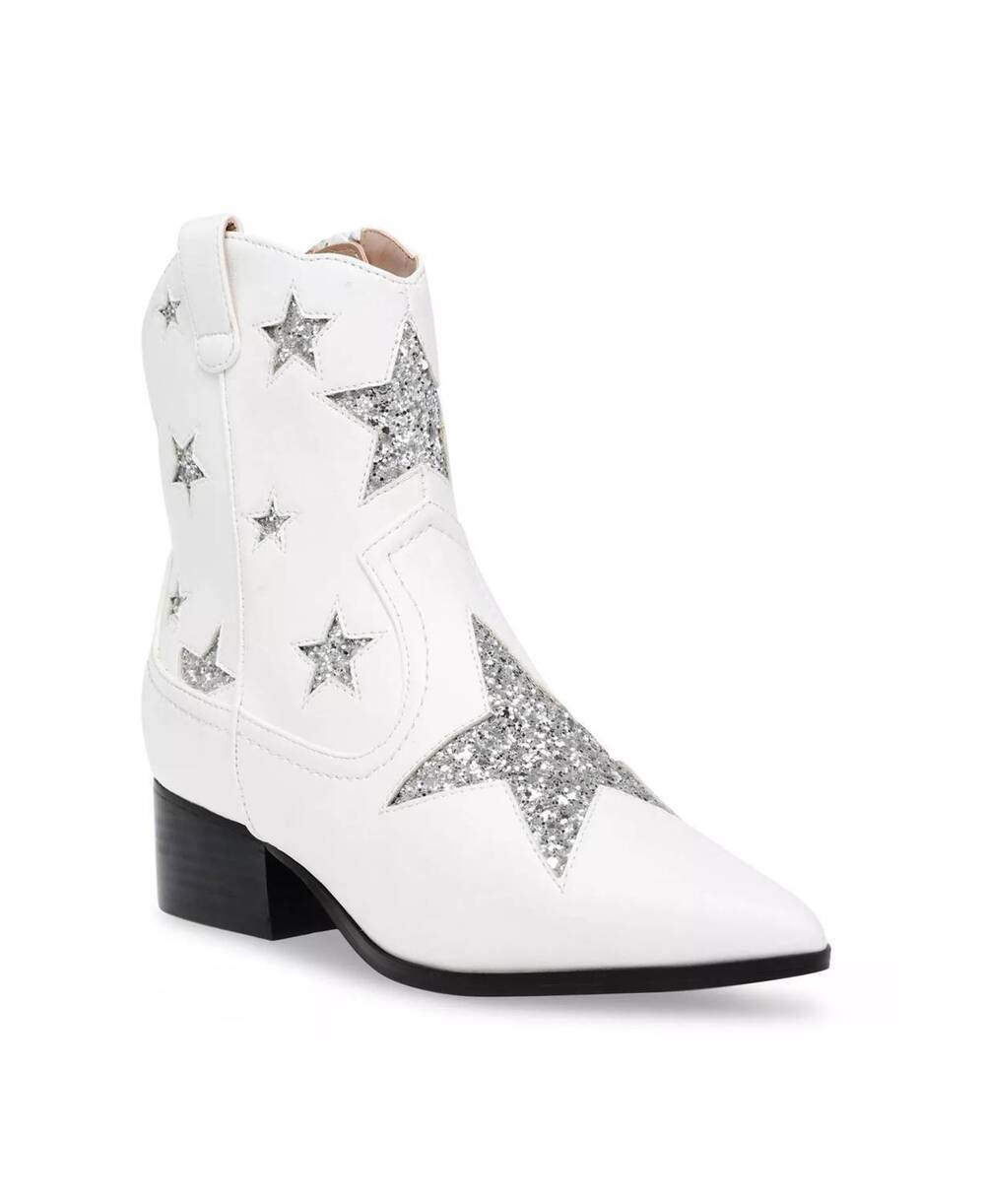 NEW BETSEY JOHNSON women's edison rhinestone star western boot in white